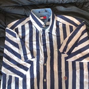 Navy Blue Striped Tommy Hilfiger Button Down